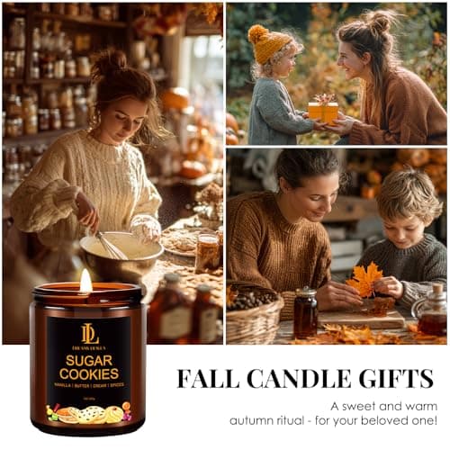 Fall Winter Candle | Sugar Cookies Scented Candle - Thanksgiving Home Decor, 7oz Winter Soy Candles with 50hr Burn Time, Holiday Thanksgiving Christmas Gifts for Women Men
