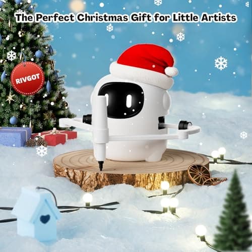 RIVGOT Drawing Robot for Kids with 150 Cards, Voice Interactive Educational Drawing Machine, Montessori Painting Learning Toys for 3 4 5 6 7 8 Year Old Boys Girls Birthday Party B0DPC68W8D