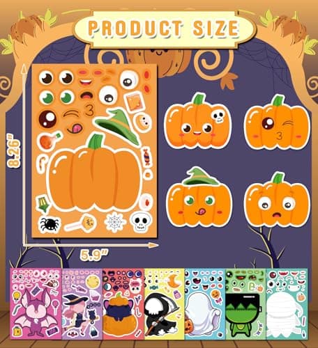 Halloween Party Favors - DIY Crafts Stickers for Kids - Kids Halloween Decorations Gifts Activities Party Supplies(24 Sheets)