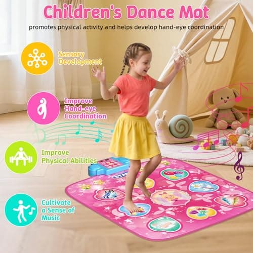 LED Score Display, Piano Game Modes, Anti-Slip Foldable Dancing Pad for Kids 3-12, Birthday Gifts for Girls Dance Mat – 9-Button Electronic Music Playmat with 8 Challenge Levels B0GSZ81B2V