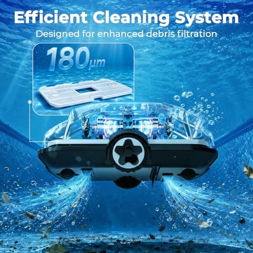 C1 Robotic Pool Cleaner, 200-Min Cordless Pool Vacuum for Above Ground & Inground Pools up to 2500 Sq.ft, Automatic Pool Vacuum Robot for Leaves & Dirt, Powerful Suction Self-Parking-Teal