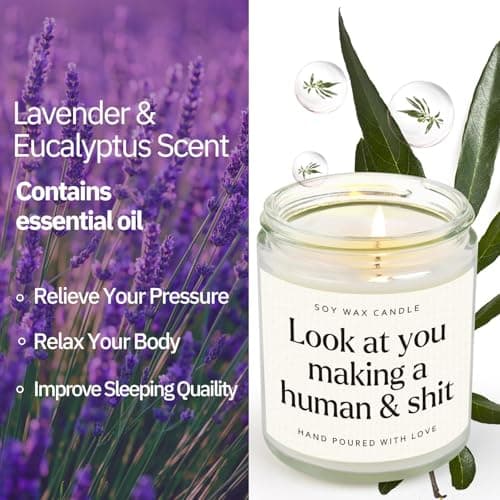 Postpartum Gift for Mom After Birth, First Time Moms Mothers Day Gift, Soy Wax Candle, 7 Oz Funny New Mom Gifts, Handmade Scented Lavender Candle for New Mom B0DW3PP13S