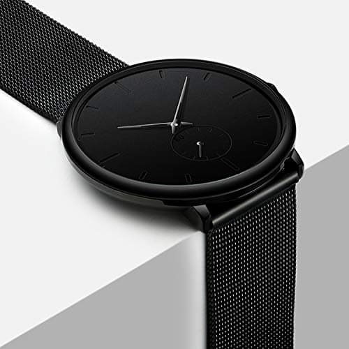 CRRJU Mens Watches Ultra-Thin Minimalist Waterproof - Fashion Wrist Watch for Men Unisex Dress with Stainless Steel Mesh Band