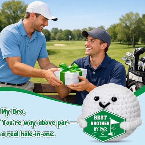 Funny Crochet Golf Ball Gifts for Big Little Bro from Sister Brother Stocking Stuffers Fathers Day, Best Brother by Par Gifts for Brother Christmas from Sister - Birthday Brother Gifts B0GRTVK4D3