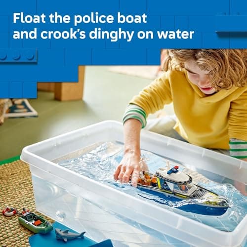 LEGO City Police Boat Chase Building Toy for Kids - Pretend Play Set for Boys & Girls, Ages 6+ - Building Blocks W/ 2 Floating Boat Toys for Playtime & Bath Time - Gift Idea for Birthdays- 60456 B0DRW6J866