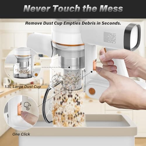 Tikom V500 Cordless Vacuum Cleaner for Home, 40000Pa/450W Stick Vacuum with LED Touch Screen, Charging Wall Dock, Anti-Tangle, Lightweight Handheld Vacuum for Pet Hair, Hard Floor, Carpet