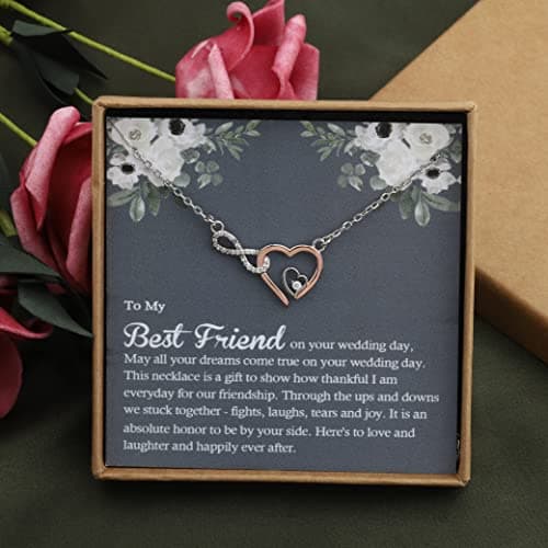 OKEYCH BestFriend Gift to Bride, To My Best Friend On Her Wedding Day Necklace, Bride Gift From Maid of Honor, Wedding Present