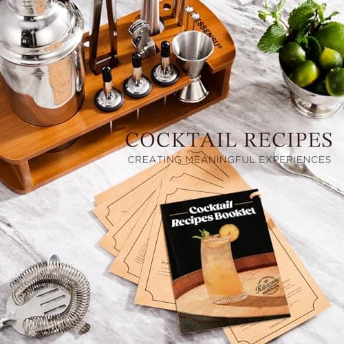 KITESSENSU Cocktail Shaker Set Bartender Kit with Stand | Bar Set Drink Mixer Set with All Essential Accessory Tools: Martini Shaker, Jigger, Strainer, Mixer Spoon, Muddler, Liquor Pourers |Silver B08BYJ8KSR