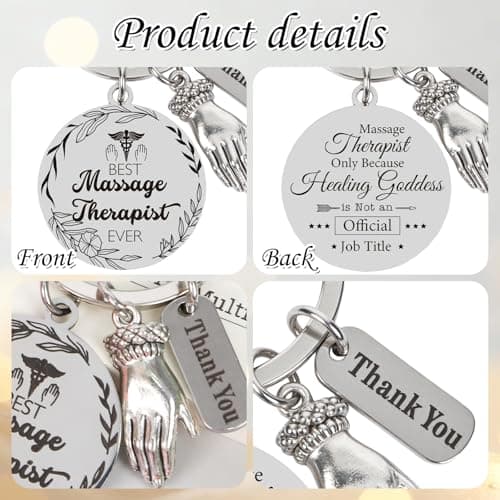 Thrist Christmas Massage Therapist Gifts Keychain Best Massage Therapist Ever Healing Key Chain Gifts for Nurses Nursing Gift Work Accessories Essentials
