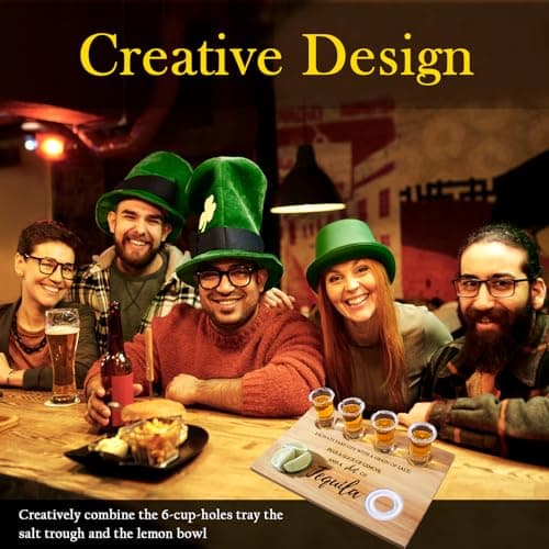 Tequila Shot Board Shot Glasses Serving Tray with Salt Rim Funny Shot Glasses Holder,Tequila Gifts for Housewarming,Liquor, Parties,Bar,Restaurant