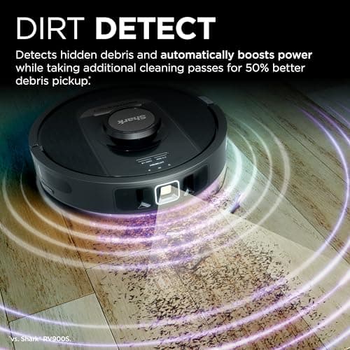 Shark PowerDetect Self-Empty Robot Vacuum with NeverStuck Technology, Auto Deep-Clean Carpets & Hardfloors, 30 Day Capacity HEPA Bagless Base, for Pet Hair, WiFi Black, AV2820S