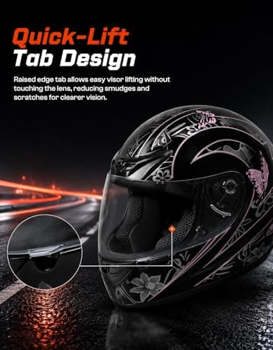 TCMT Size-S Full Face Motorcycle Helmet for Adults Men Women, Lightweight Polycarbonate Street Bike Dirt Bike Helmet with Anti-Scratch Mirror Shield and Removable Liner, DOT Approved