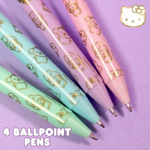 Horizon Group USA Hello Kitty & Friends 4-Piece Pen Set, My Melody, Kuromi, School and Office Supplies, Stationery