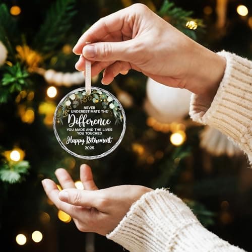 HEXMOZ Retirement Gifts - Retirement Gifts for Women, Men 2025 - Retired Ornament 2025 - Retired Gift for Coworker, Boss, Employee, Teacher, Nurse, Woman, Man - Glass Christmas Ornament Keepsake