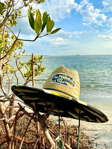 KC Republic Fabric Pattern Print Straw Sunhat Men & Women, Lifeguard Hat, Beach, Swim, Cruise, Paddle Board, Boat, Fishing, Fits All