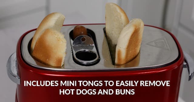 Nostalgia HDT600RETRORED Retro Pop-Up 2 Hot Dog & Bun Toaster, with Mini Tongs, Works with Chicken, Turkey, Veggie Links, sausages & Brats B005Q8X6IO