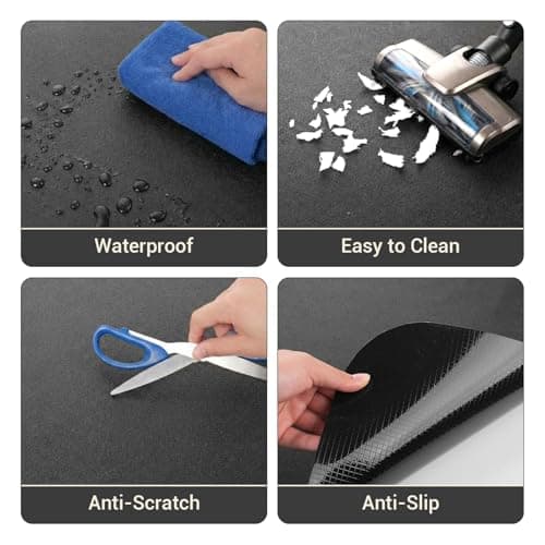Office Rolling Chair Mat for Hardwood and Tile Floor, Black, Anti-Slip, Non-Curve, Chair Mat Best for Under The Computer Desk, 47 x 35 Rectangular Non-Toxic Plastic Protector, Not for Carpet