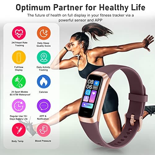 Zeacool Fitness Tracker with 24/7 Heart Rate, Blood Oxygen Blood Pressure Sleep Monitor, Activity Trackers 5 ATM Waterproof,Step Calorie Counter Pedometer Health Smart Watch for Women Men Bordeaux