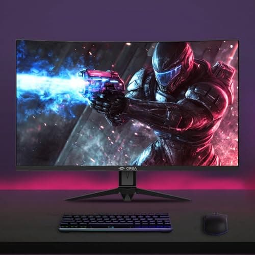 CRUA 32" Curved Gaming Monitor, 240Hz FHD 1920x1080 VA Panel, 1800R Display, AMD FreeSync, 120% sRGB, Low Blue Light, HDMI & DP, Wall Mountable PC Monitor for Gaming, Streaming & Work, Black