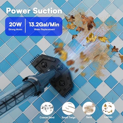 Handheld Spa Hot Tub Vacuum- Cordless Small Above Ground Pool Cleaner with 2 Brush Heads, 90 Mins Running Time, 12 Gallons/Min Powerful Suction, Ideal for Cleaning Debris and Sand Underwater, Black