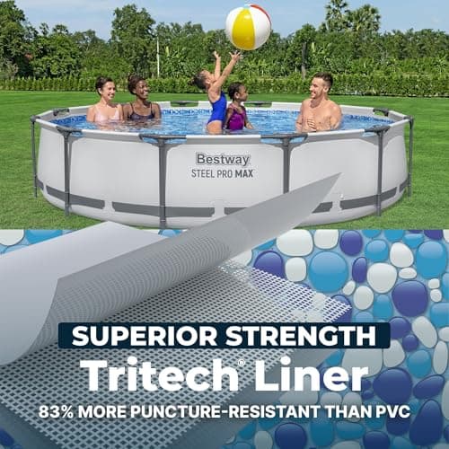 Bestway Steel Pro MAX 12' x 30" Above Ground Pool, Round Metal Frame Outdoor Swimming Pool Set with Filter Pump & Type III A/C Cartridge, Gray