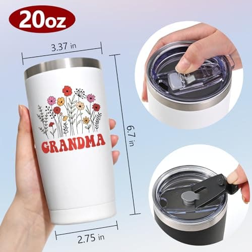Qtencas Grandma and Grandpa Gifts, Grandparents Christmas Gifts, Grandpa and Grandma insulated Travel Tumbler Set, Gift for Grandparents on Christmas Birthday Anniversary, 20 Oz Black & White