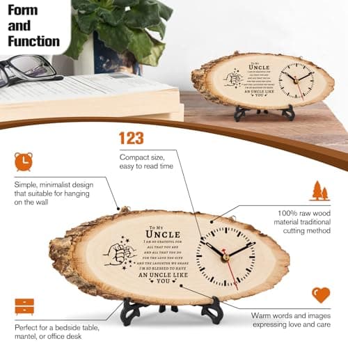 BeauGift Uncle Gifts, Christmas Wooden Clock Gifts for Uncle from Niece Nephew, Best Uncle Ever Gifts Idea for Birthday Christmas Fathers Day