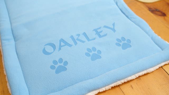 Custom Catch Personalized Dog Mat - Gift for Crate Cushion, Puppy Sleeping Blanket, Kennel Bed Pad - Small - S - Gray, Purple, Blue, Maroon, Beige