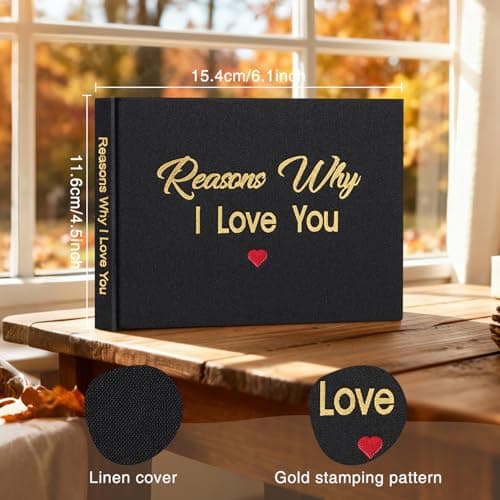 Artmag What I Love about You Fabric Book, Fill-in-the-Blank Love Journal Book for Couples Husband Wife Him Her Birthday Christmas Gifts Stocking Stuffer (Black) B0FNDNP2N3