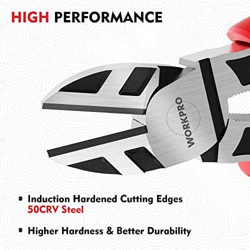 WORKPRO 6” Wire Cutters Heavy Duty CRV Steel, Diagonal Pliers for Cutting Wires Craft, Comfort Grip Handle B0B8SKQB9Z