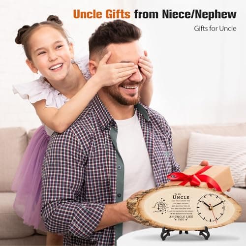 BeauGift Uncle Gifts, Christmas Wooden Clock Gifts for Uncle from Niece Nephew, Best Uncle Ever Gifts Idea for Birthday Christmas Fathers Day