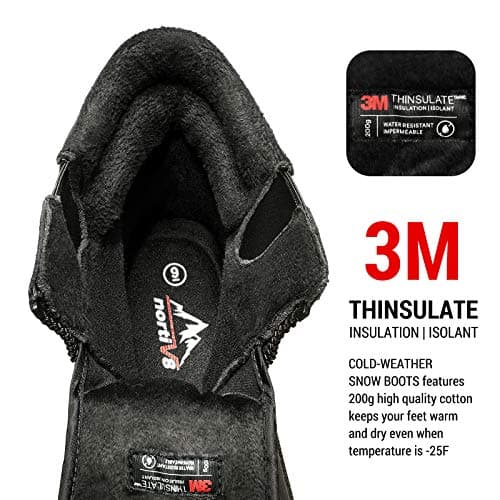 NORTIV 8 Men's Insulated Waterproof Winter Snow Boots Warm Outdoor Boots for Cold Weather