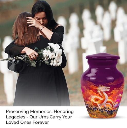 Orange Dragon Keepsake Urn for Ashes Adult Male & Female 3 Inch, Purple Cremation Urns for Human Ashes, Burial Urn for Remains, Burial Urns for Women, Funeral Gift B0FFZBHKX8