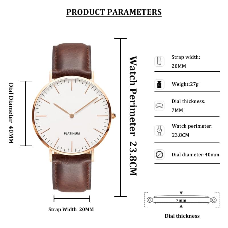 LsvtrUS Men's Ultra Slim Watch, Minimalist Fashion Simple Analog Quartz Wrist Watch for Men Easy to Read with Leather Strap