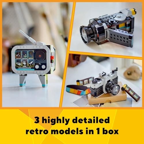 LEGO Creator 3 in 1 Retro Camera Toy, Transforms to Retro Video Camera or to TV Set, Photography Gift for Boys and Girls Ages 8 Years Old and Up Who Enjoy Creative Play, 31147