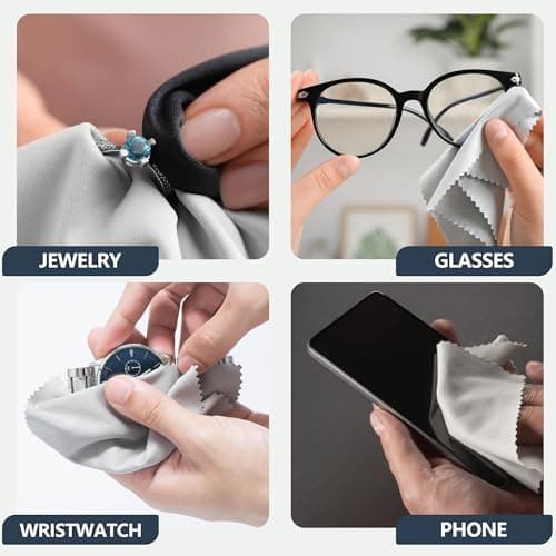 30 Pack Microfiber Cleaning Cloths for Glasses, Lens, Screens – Premium Eyeglass Cloth, 7"x6" Glass Cleaning Wipes, Black & Gray – for Camera, Phone, Laptop, TV & More Washable Reusable
