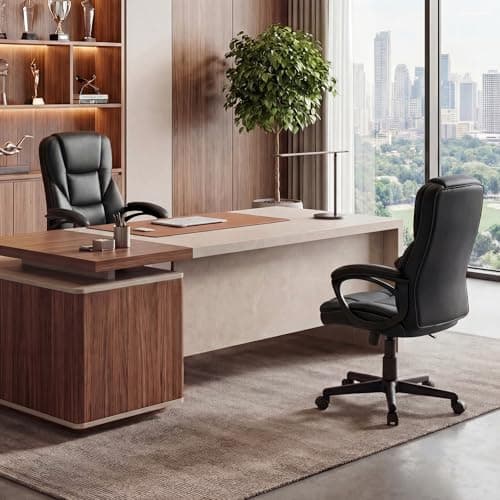 Furmax Office Executive Chair High Back Adjustable Managerial Home Desk Chair, Swivel Computer PU Leather Chair with Lumbar Support