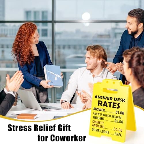 MBL Funny Office Decor Accessories - Answer Desk Rates, Gag Fun Cubicle Decoration Plaque Sign Gifts for Women Men Coworker Teammate Teacher Employee Bosses Appreciation Boss Day White Elephant