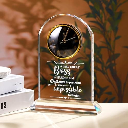 Ornalrist Boss Gifts for Men Women Crystal Clock, Gifts for Retirement Female Boss - Boss Appreciation Gift for Men, Boss's Day Gift Idea - Boss, Mentor, Leader Desk Office Home Decor