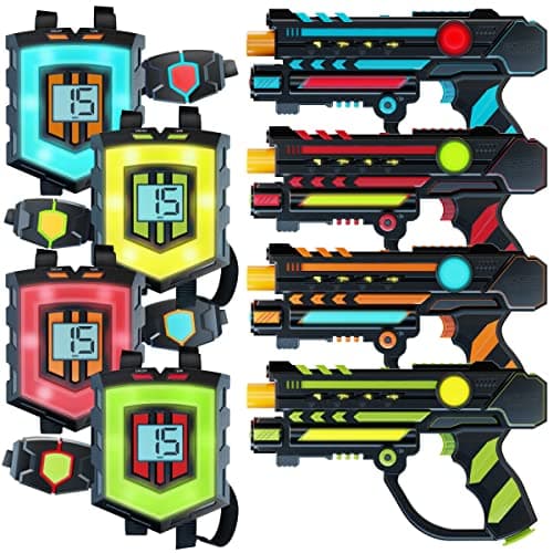 Squad Hero Rechargeable Laser Tag 360° Sensors + LCDs - Set of 4 - Easter Gift Ideas for Kids Teens and Adults Boys & Girls Family Fun - Cool Teenage Lazer Group Activity, Teen Gifts Ages 8+ Year Old