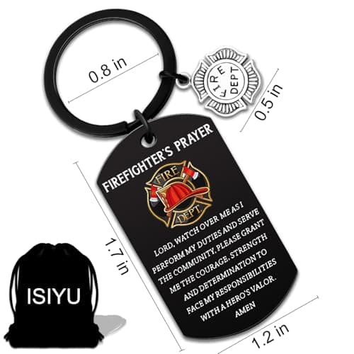 Firefighter Gifts for Men Him Firefighter Keychain Fire Fighter Gifts Adults Son Husband Cool Firefighte Gift Firefighter Accessories for Graduation Firefighters Prayer