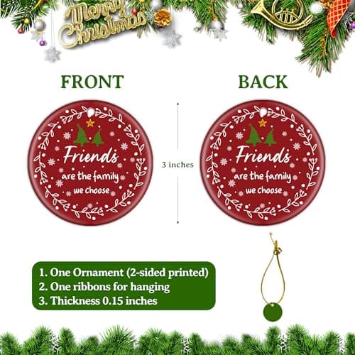 GGEB Friend Christmas Ornaments Gifts for Women Men - 3" Ceramic Christmas Tree Friendship Ornaments for Best Friends Coworkers Bestie Sister - Good Friends Birthday Gifts Ideas Xmas Decorations