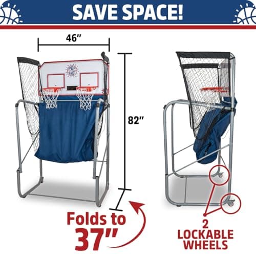 Pop-A-Shot - Home Dual Shot | Arcade Basketball Game for Home | Sensor Scoring Hoop, 16 Game Modes, 7 Balls | Foldable for Easy Storage | Fun for All Players