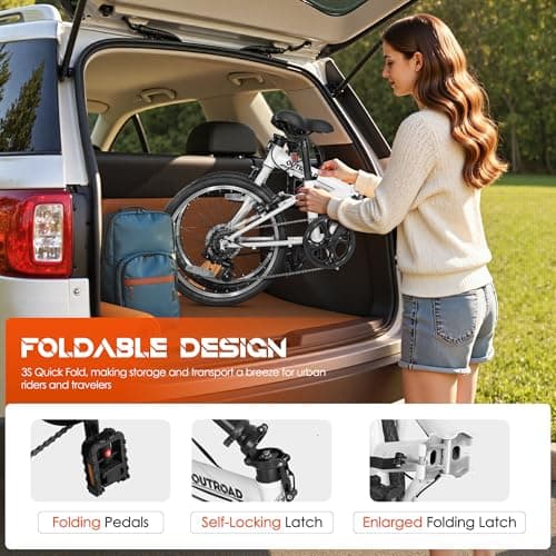 20 inch Folding Bike, Foldable Bicycle for Adults with 7 Speed Derailleur, Lightweight Collapsible Bicycle for City Commuting, Fold Up Bike Men Women Teenagers