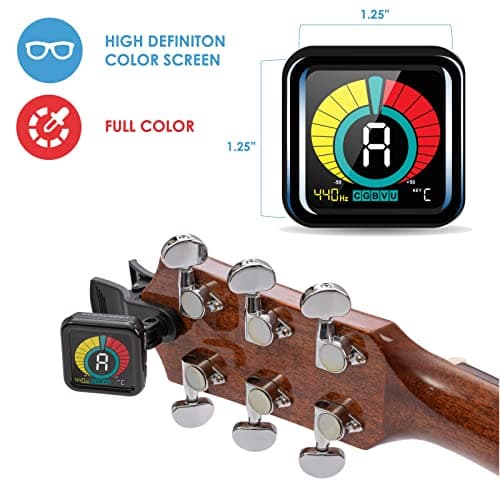 KLIQ UberTuner, Professional Clip-On Tuner for Guitar, Bass, Ukulele, Violin, Mandolin, Banjo & All Instruments, Fast & Accurate Chromatic Tuning with Multi-Key Modes, Black