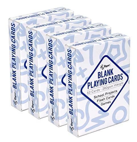 Regal Games 208 Blank Playing Cards to Write On - Custom Blank Deck of Cards - (2.5" x 3.5") Cardstock White Poker Size - 4 Packs x 52 Cards