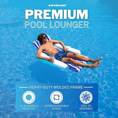 SWIMLINE ORIGINAL 10010M Sunchaser Padded Luxury Lounge Chair Pool Float | Molded Frame & Pontoon Design | Pool Floats Adult | Pool Lounger | Pool Accessories | Pool Chairs and Lounges For In Pool