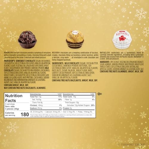 Ferrero Collection, 24 Count, Premium Gourmet Assorted Hazelnut Milk Chocolate, Dark Chocolate and Coconut, 9.1 oz