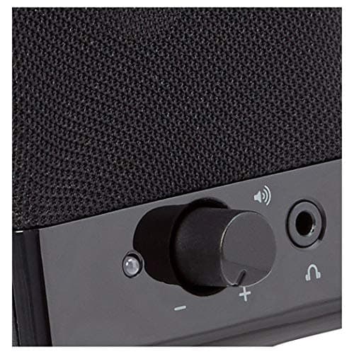 Amazon Basics USB-Powered Computer Speakers with Volume Control for Desktop or Laptop PC, Compact Size, Headphone Jack, Portable, Plug-N-Play, Black