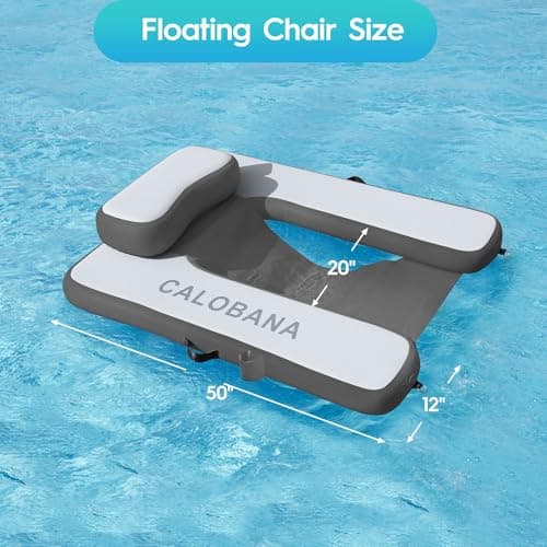 CALOBANA Inflatable Floating Chair, Heavy Duty Pool Floats Adult Lounger, Portable Water Float Chair for Swimming Pool, Lake and Beach